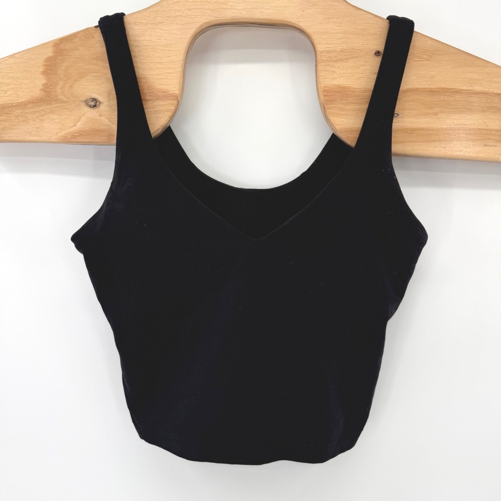 Lululemon Align Tank Top Women Size 6 Black Nulu Yoga Cropped Built-in Bra